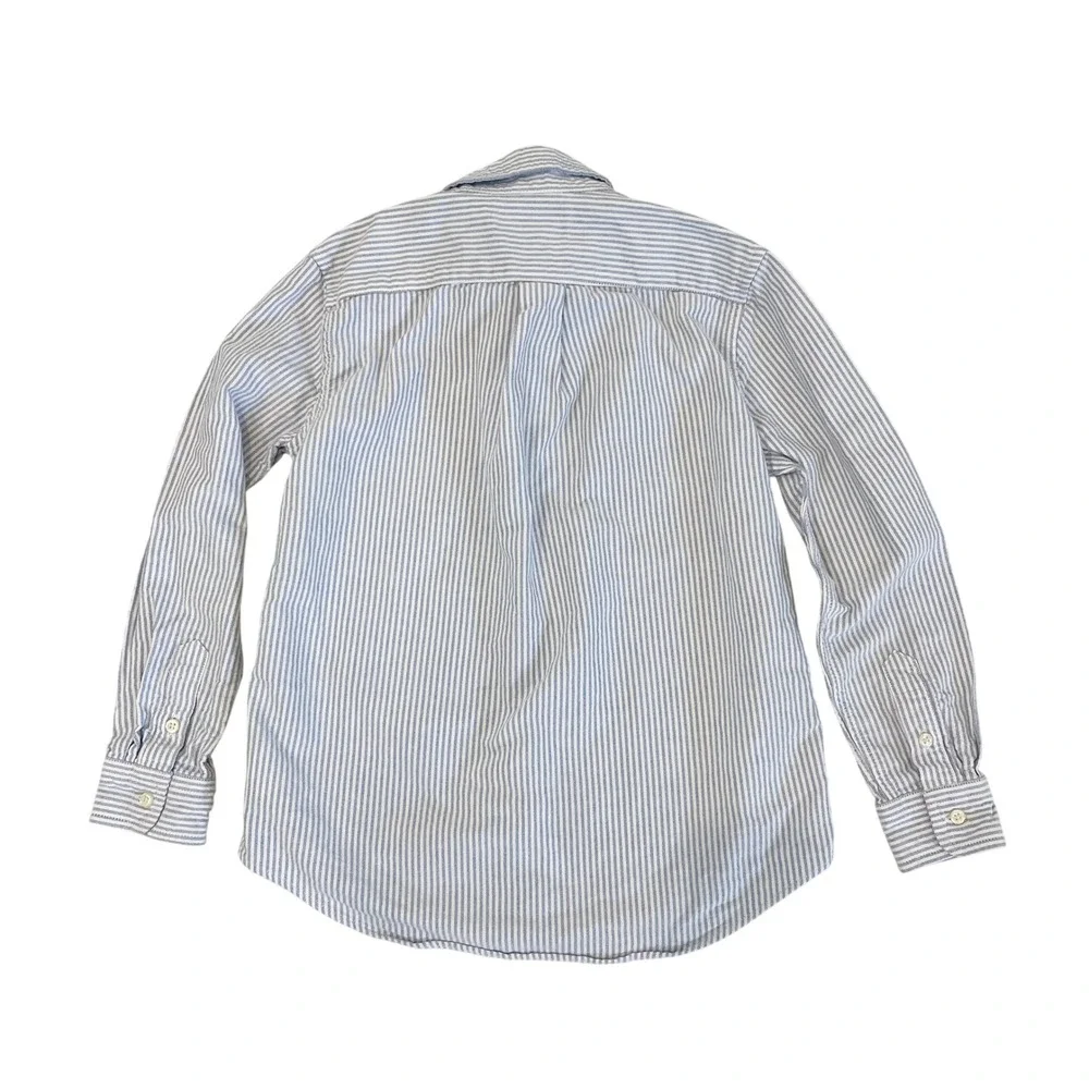 Ralph Lauren Boys Size 7 Blue Striped Button Down Shirt Long Sleeve Flesh Pony
